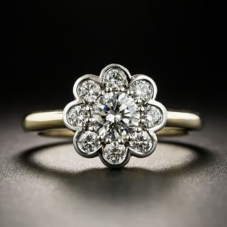 Estate .52 Carat Center Diamond Cluster Ring - GIA H SI1 - 2