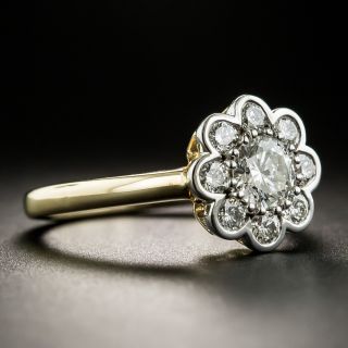 Estate .52 Carat Center Diamond Cluster Ring - GIA H SI1