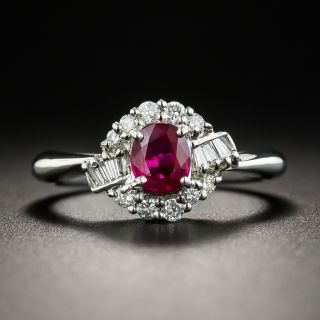 Estate .53 Carat Ruby Platinum Diamond Ring - 2