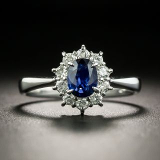 Estate .53 Carat Sapphire and Diamond Cluster Ring - 1