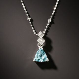 Estate .54 Carat Paraiba Tourmaline and Diamond Pendant - 3