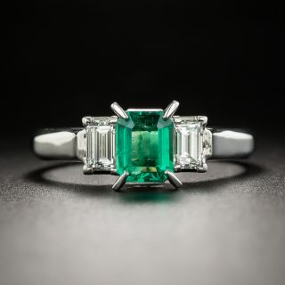 Estate .56 Carat Emerald And Baguette Diamond Ring - 3