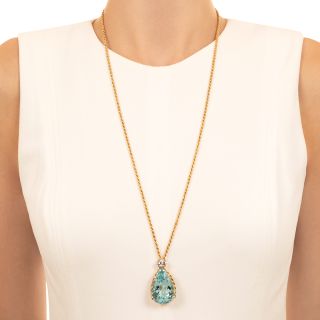 Estate 57.00 Carat Aquamarine and Diamond Rope Necklace