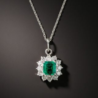 Estate .58 Carat Emerald and Diamond Pendant - 2