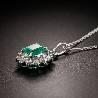Estate .58 Carat Emerald and Diamond Pendant