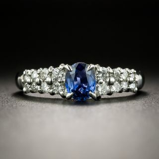 Estate .58 Carat Oval Sapphire and Diamond Ring - 2