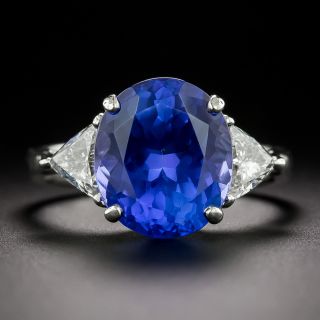 Estate 6.05 Carat Oval Tanzanite and Diamond Ring - 3