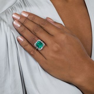 Estate 6.24 Carat Colombian Emerald and Diamond Ring 