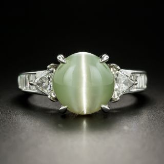 Estate 6.28 Carat Cat's-Eye Chrysoberyl and Diamond Ring  - 1