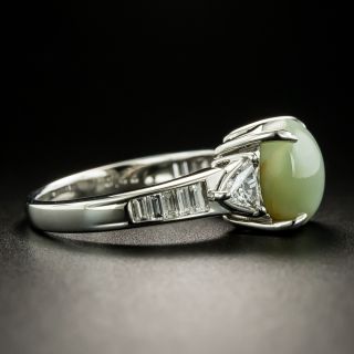 Estate 6.28 Carat Cat's-Eye Chrysoberyl and Diamond Ring 