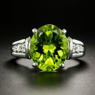 Estate 6.29 Carat Peridot and Diamond Ring - 2