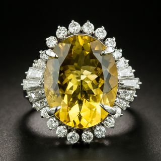 Estate 6.40 Carat Beryl and Diamond Cocktail Ring - 1