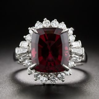 Estate 6.42 Carat Rhodolite Garnet and Diamond Ring - 2