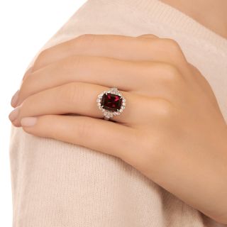 Estate 6.42 Carat Rhodolite Garnet and Diamond Ring