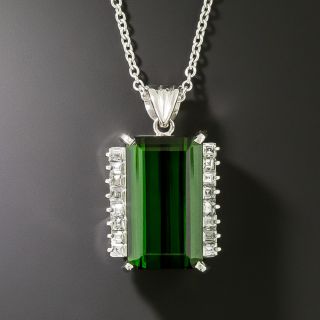 Estate 6.50 Carat Green Tourmaline and Diamond Pendant - 3