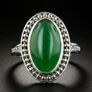 Estate 6.67 Carat Burmese Jadeite and Diamond Ring - 1