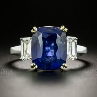 Estate 6.67 Carat No-Heat Ceylon Sapphire and Diamond Ring - 2
