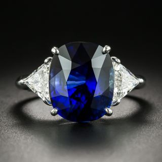 Estate 6.77 Carat Royal Blue Ceylon Sapphire and Diamond Ring - 1