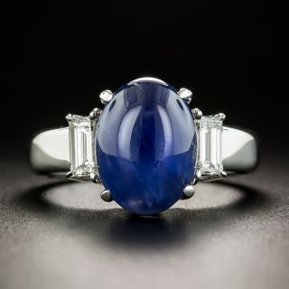 Estate 6.97 Carat Star Sapphire Platinum Diamond Ring