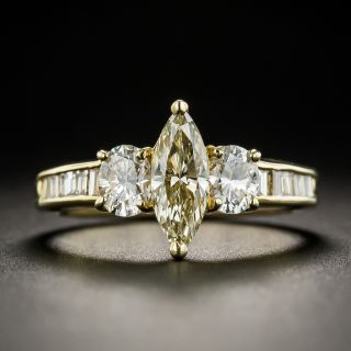 Estate .60 Carat Fancy Light Yellow Marquise Diamond Ring - 2
