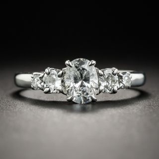 Estate .60 Carat Oval Diamond Platinum Engagement Ring - 1