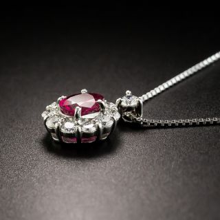 Estate .60 Carat Ruby and Diamond Platinum Pendant