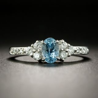 Estate .61 Carat Aquamarine and Diamond Ring - 2