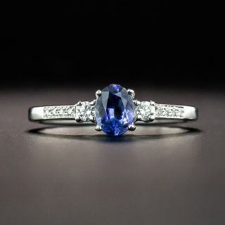 Estate .61 Carat Benitoite and Diamond Ring - 1