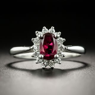 Estate .63 Carat Ruby and Diamond Halo Ring - 2