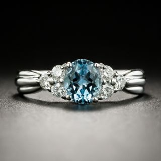 Estate .65 Carat Aquamarine and Diamond Ring - 3