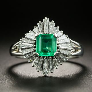 Estate .65 Carat Emerald and Diamond Ballerina Ring - 1