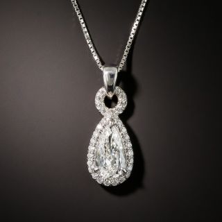 Estate .65 Carat Pear-Shaped Platinum Diamond Drop - 1