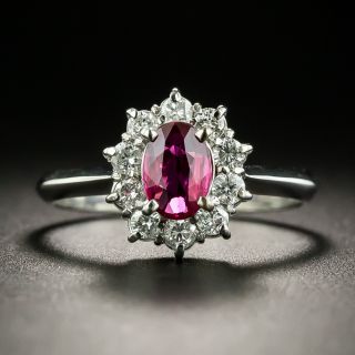 Estate .66 Carat Ruby and Diamond Halo Ring - 1