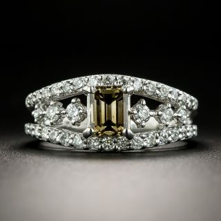 Estate .68 Carat Champagne Emerald-Cut Diamond Ring - 1