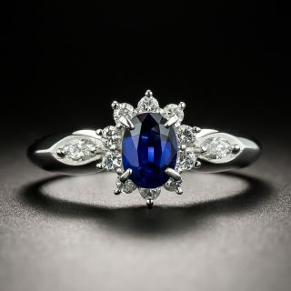 Estate .68 Carat No-Heat Sapphire Platinum Diamond Ring - 3