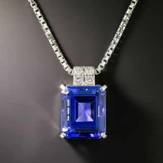 Estate 7.47 Carat Tanzanite and Diamond Pendant - 3