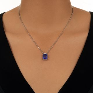 Estate 7.47 Carat Tanzanite and Diamond Pendant