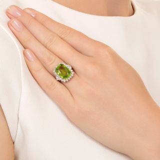 Estate 7.80 Carat Peridot and Diamond Halo Ring
