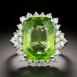 Estate 7.80 Carat Peridot and Diamond Halo Ring - 2