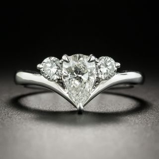 Estate .70 Carat Pear Shaped Diamond Three-Stone Ring - 2