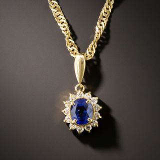 Estate .72 Carat Sapphire and Diamond Halo Necklace - 2