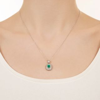 Estate .73 Carat Colombian Emerald And Diamond Pendant