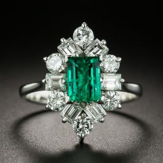 Estate .73 Carat Emerald and Diamond Ring - 1