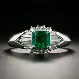 Estate .73 Carat Emerald Diamond Ring - 1