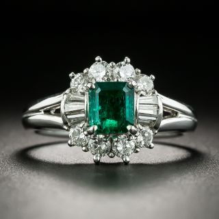 Estate .74 Carat Emerald and Diamond Ring - 1
