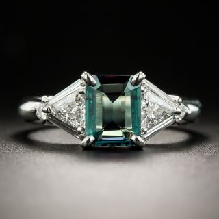Estate .74 Carat Emerald-Cut Alexandrite Diamond Platinum Ring - 1