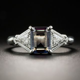 Estate .74 Carat Emerald-Cut Alexandrite Diamond Platinum Ring