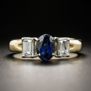 Estate .75 Carat Sapphire and Diamond Engagement Ring - 2