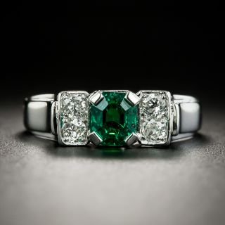 Estate .78 Carat Emerald and Diamond Ring - 1