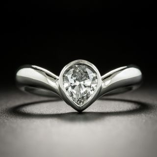 Estate .78 Carat Pea-Cut Diamond Solitaire Ring - 2